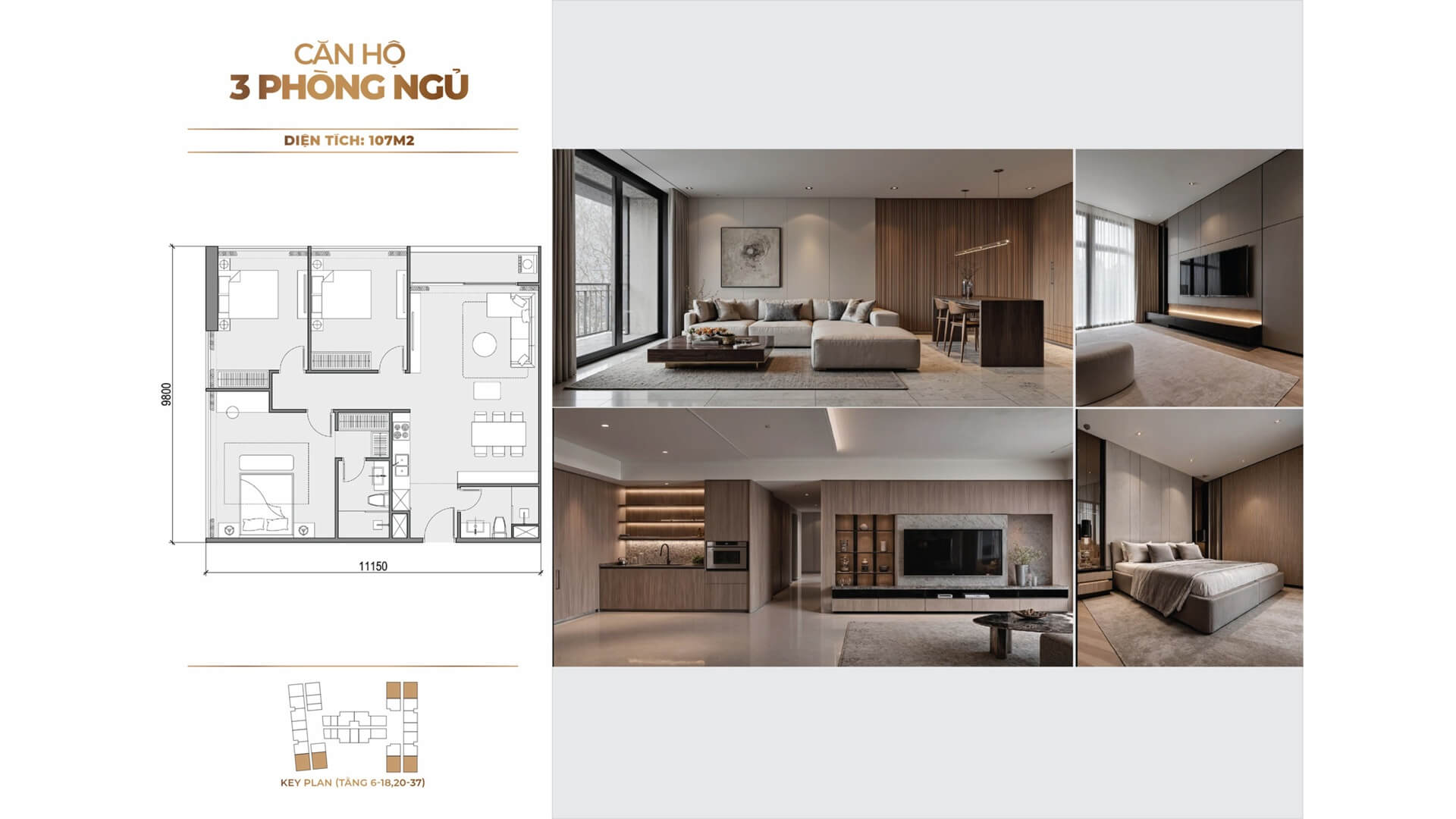 thiết kế căn hộ 3 phòng ngủ dự án sunshine River Park Ciputra