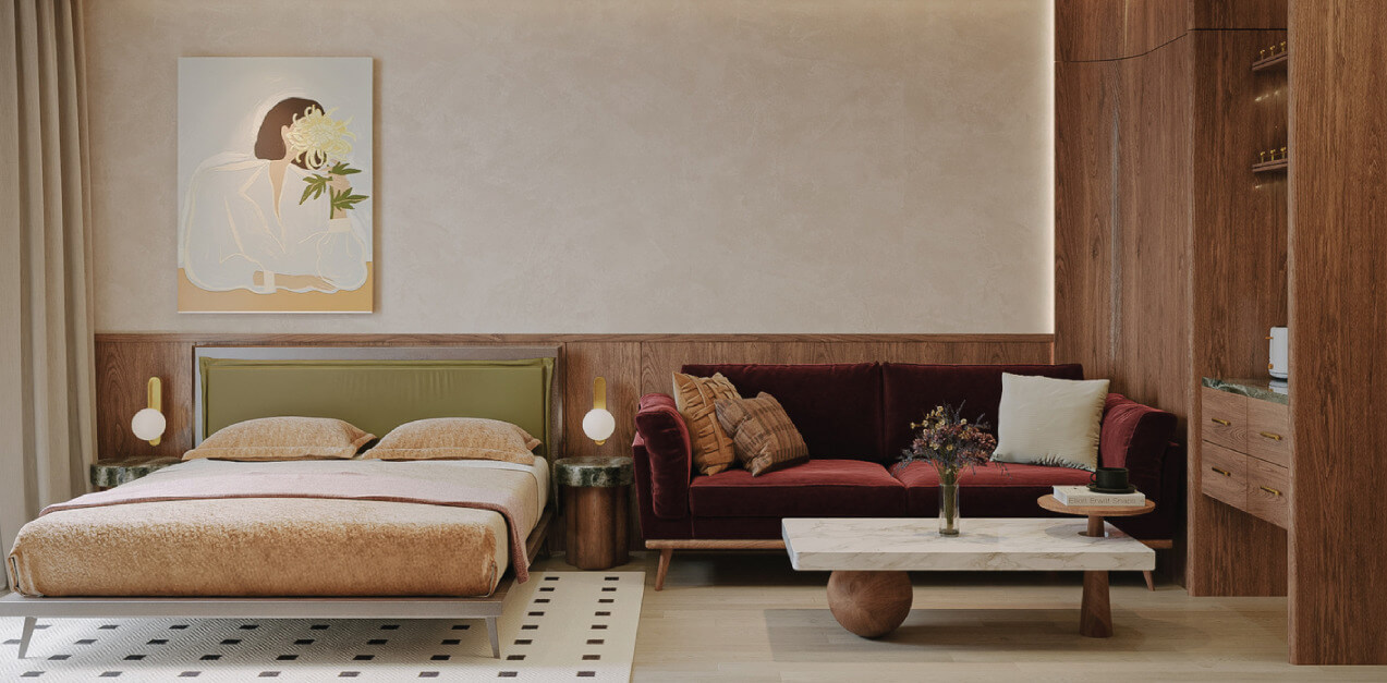 nội thất căn hộ 1 ngủ+ dự án sunshine River Park Ciputra