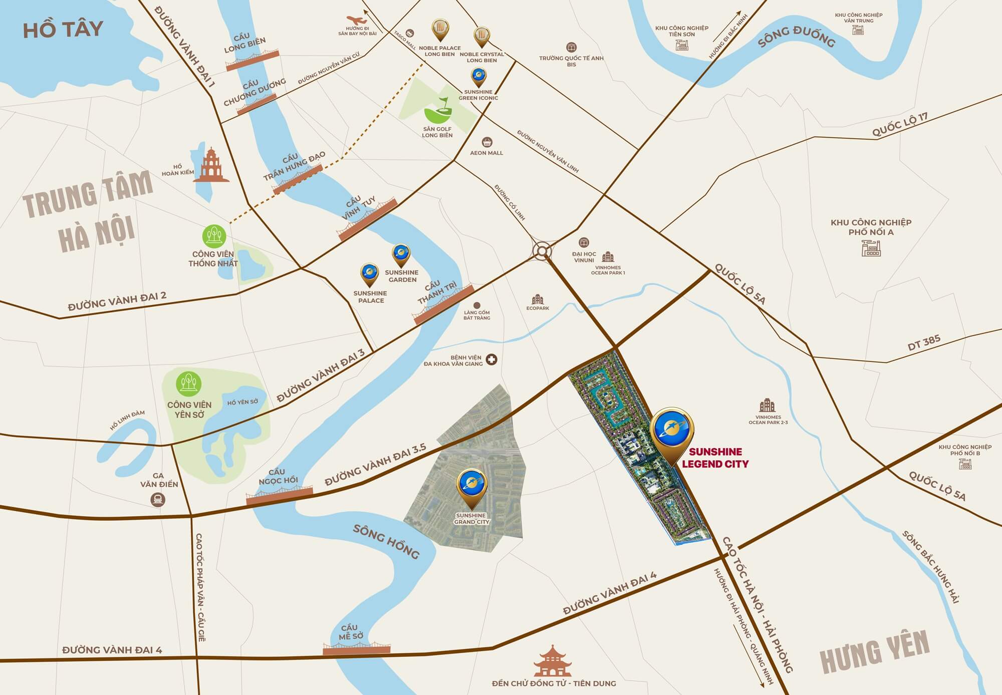 vị trí dự án sunshine River Park Ciputra